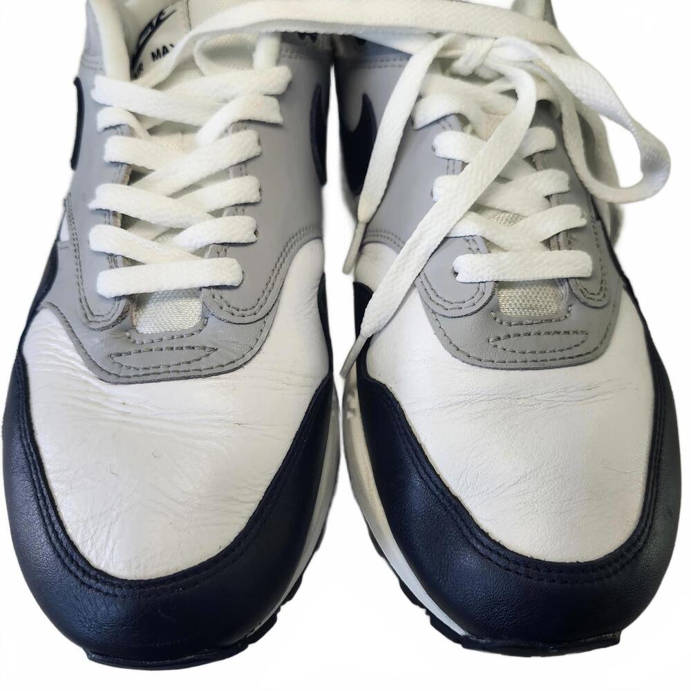 Nike Air Max 1 Men's Sneakers Size 10 White Gray Navy - Picture 8 of 9